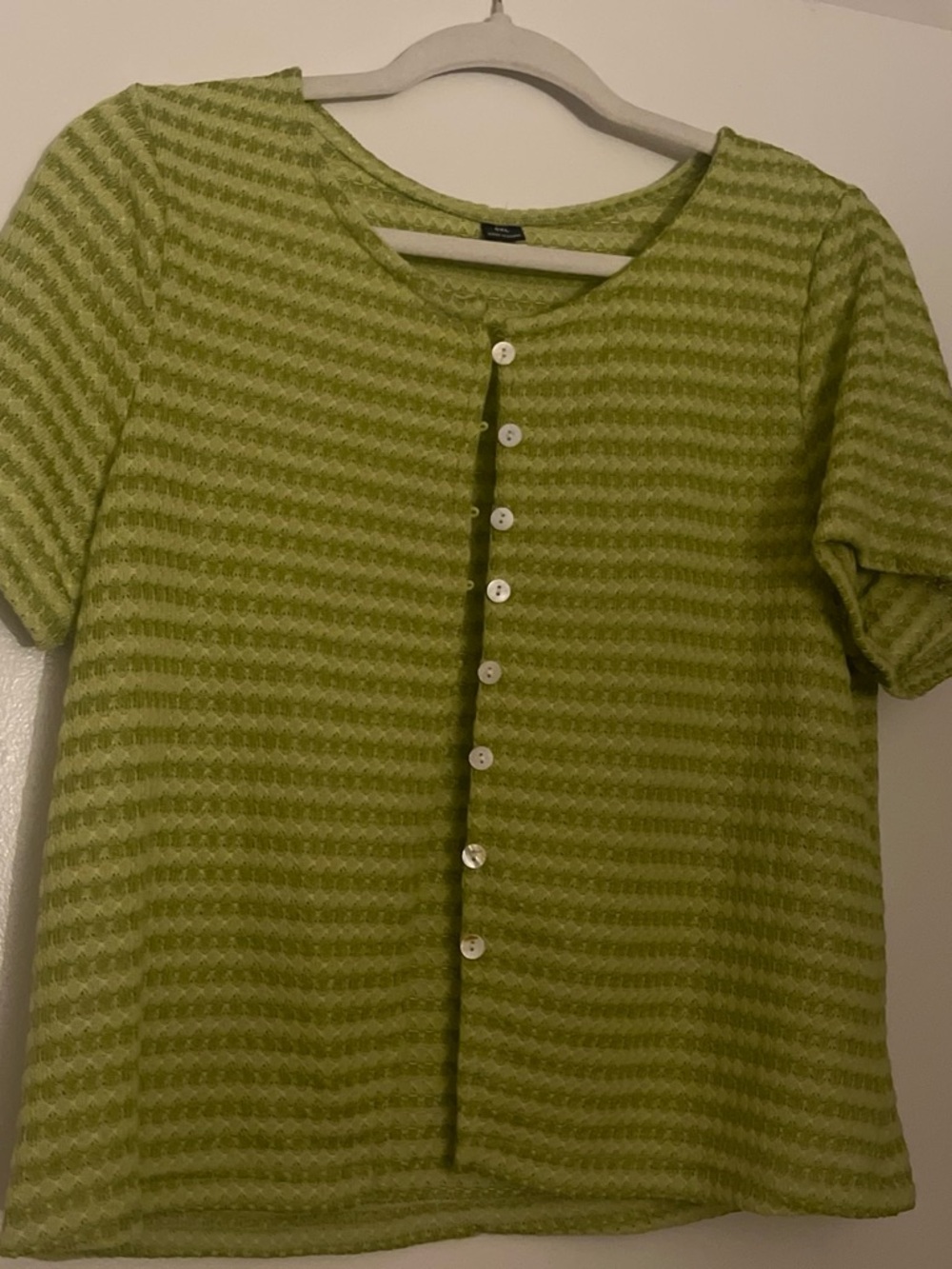 Lightweight Green Button Up Short Sleeve Cardigan